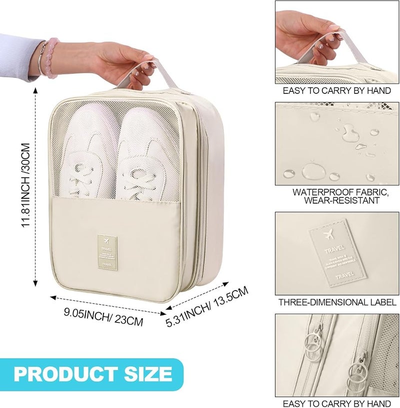 KASTWAVE 4 Pcs Shoe Bags for Travel Holds 3 Pair of Shoes Portable Shoe Storage Pouch Waterproof Shoe Packing Cubes with Handle Shoe Organizer Travel for Suitcase Daily Use, Classic Colors - Image 2