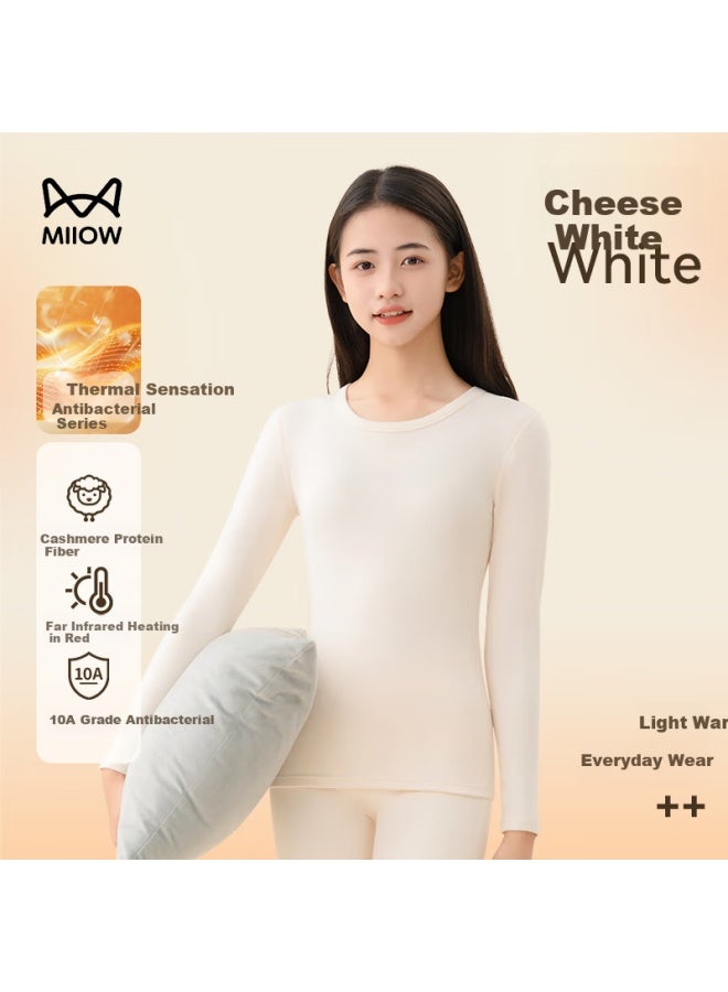 MIIOW Youth Thermal Underwear Pure Cotton Autumn Long Johns Double-layer Quilted Thickened Autumn Winter Pink One Size - Image 3