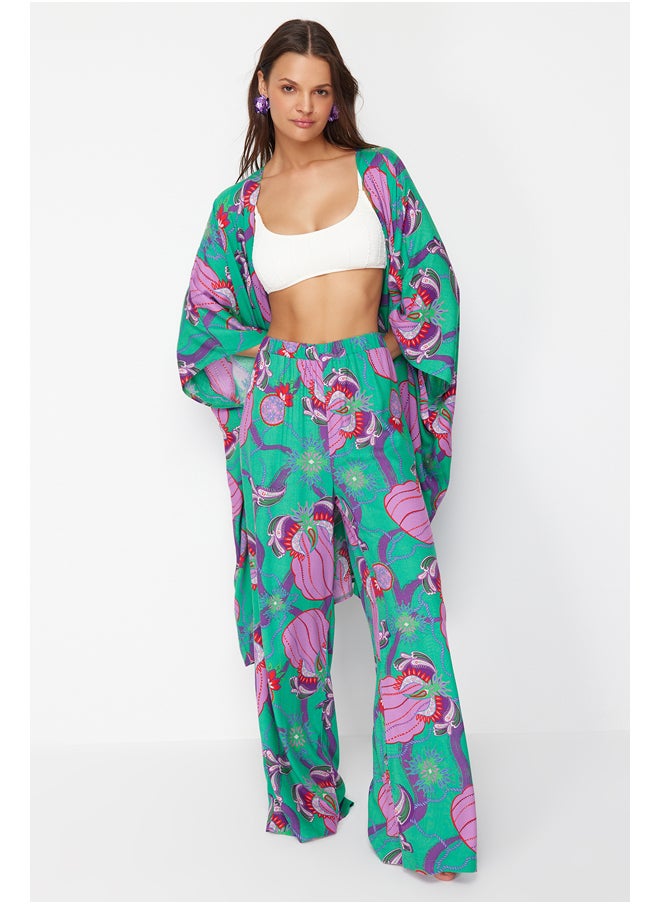 trendyol - بنطلون منسوج بنقوش عرقية TBESS24PL00018 - Image 1
