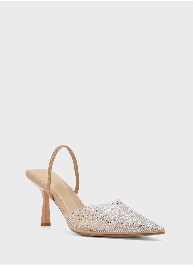 ترافل من نمشي Diamante Detail Clear Perspex Slingback High Heel Pump.