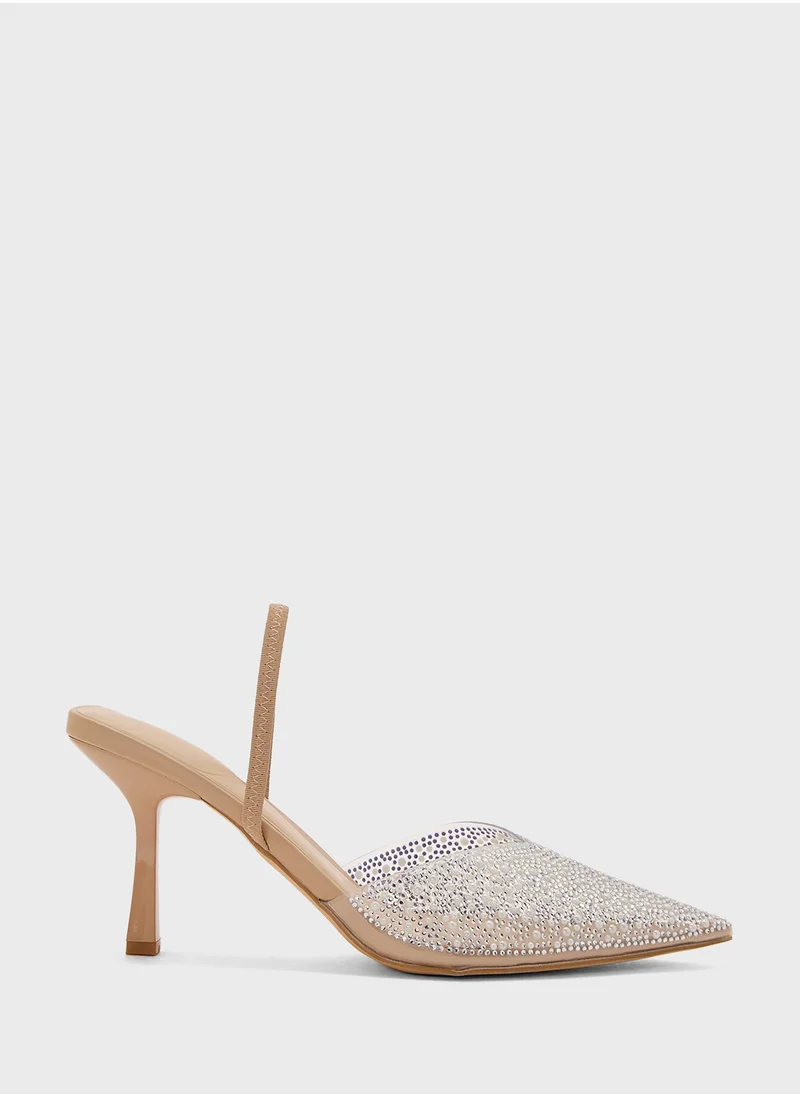 ترافل من نمشي Diamante Detail Clear Perspex Slingback High Heel Pump.