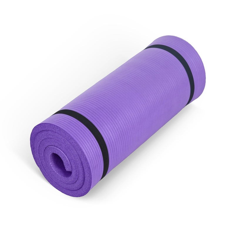 CAP Barbell Yoga Mat 1" Thick with Carrying Strap - High Density Exercise Mat for Yoga, Pilates, Stretching, Floor & Fitness Workouts - 74''x24''x1 | Purple - Image 1