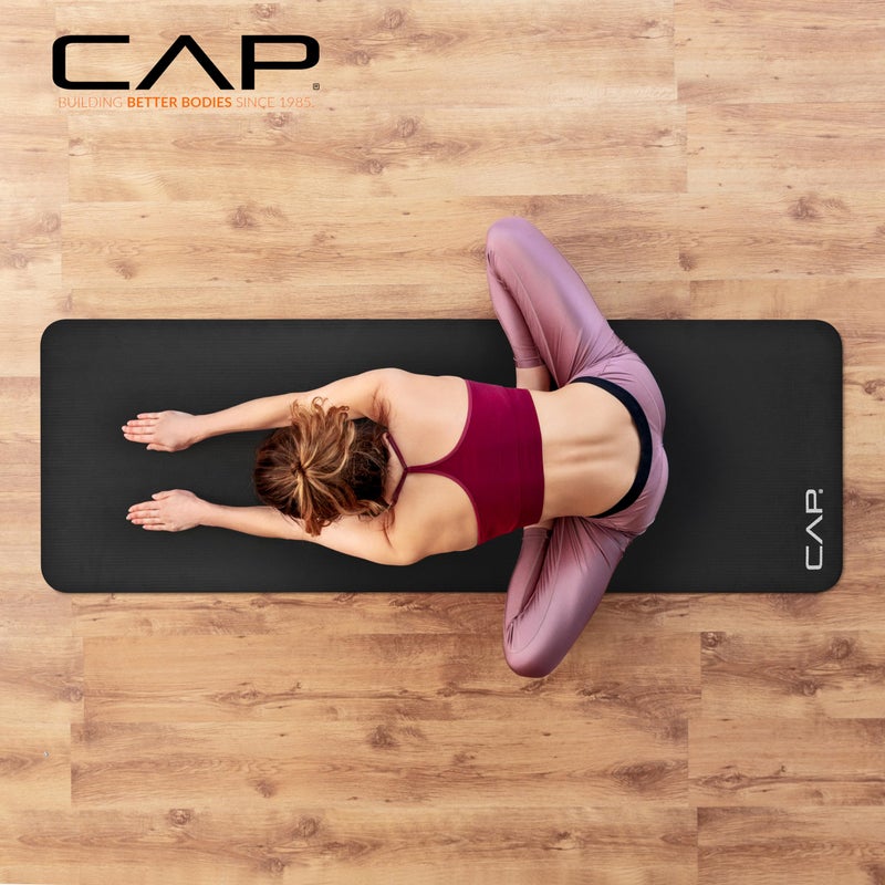 CAP Barbell Yoga Mat 1" Thick with Carrying Strap - High Density Exercise Mat for Yoga, Pilates, Stretching, Floor & Fitness Workouts - 74''x24''x1 | Purple - Image 5