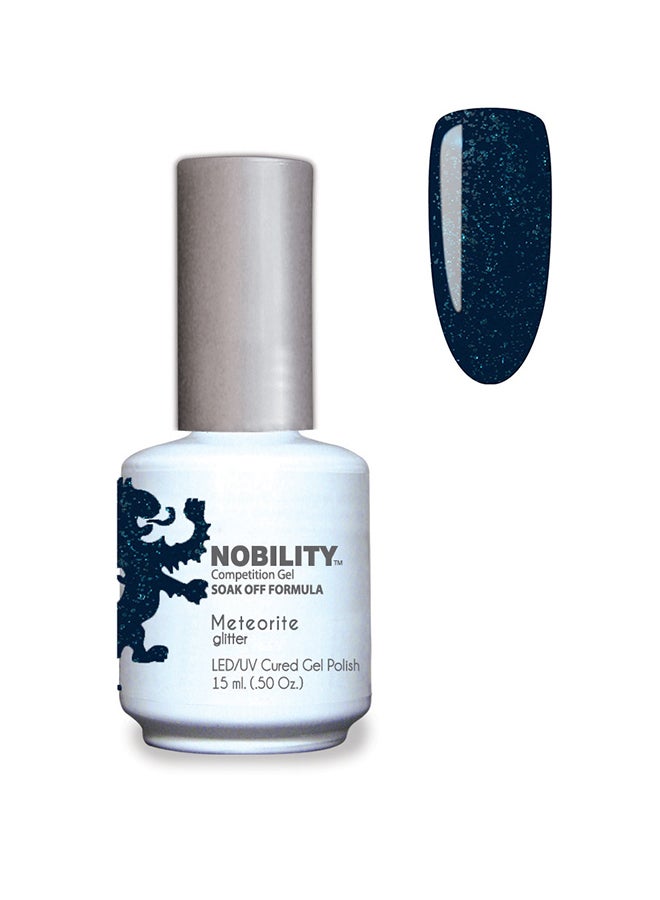 Lechat Nobility Soak Off Meteorite UV Led Cured Nail Polish Color Blue Glitter On A Black Base 15 ml Nbgp187