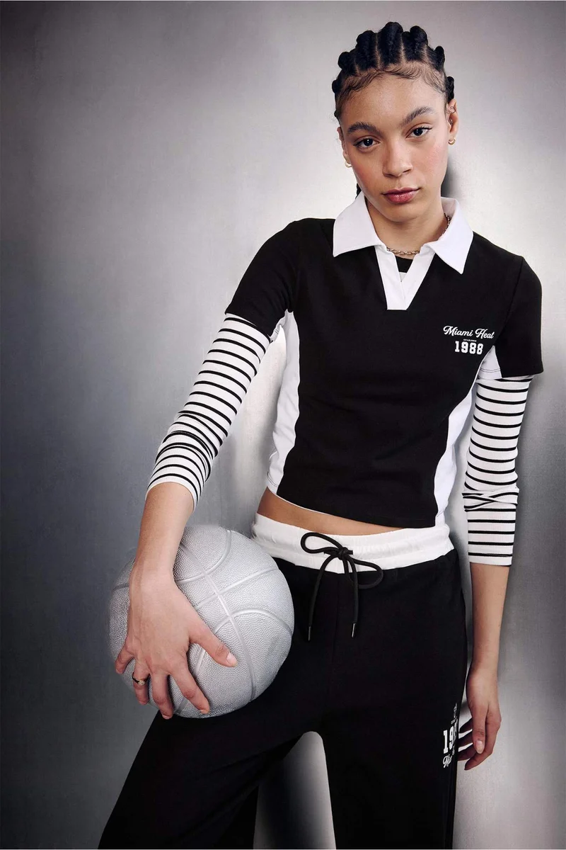 ديفاكتو Slim Fit NBA Miami Heat Short Sleeve Polo Shirt
