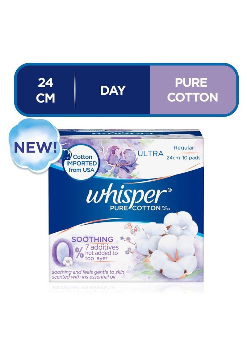 Whisper Whisper Pure Cotton Soothing Ultra Regular pads  - Image 2