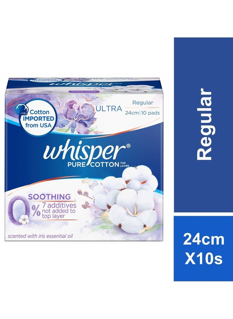 Whisper Whisper Pure Cotton Soothing Ultra Regular pads  - Image 1