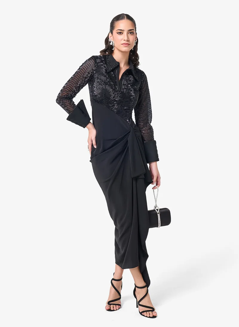 Threadz by Ajooni Sequin Knot Detailed Maxi Dress