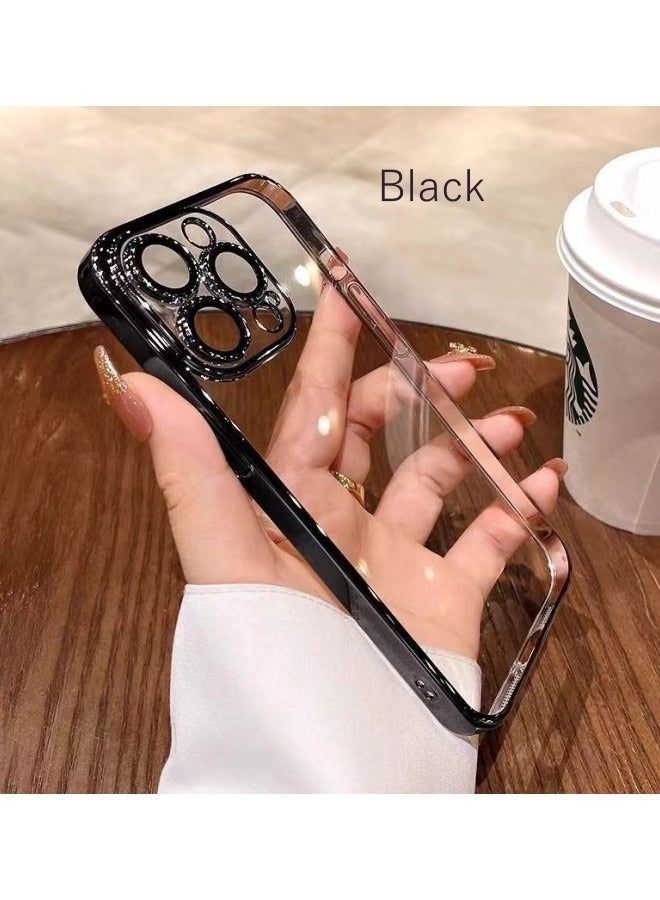 iPhone 15 Pro Max Cover Transparent,  Full Coverage Lens Protection, Anti-Scratch Clear，Comes With Lens Film, Anti Drop, Dust-Proof [Black] - Image 1