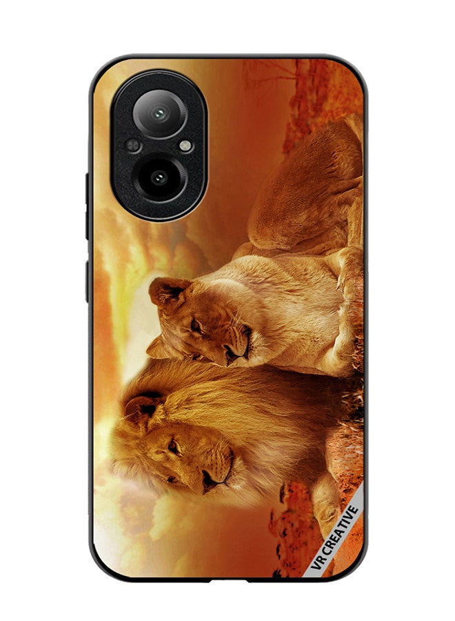 Protective Case Cover For Realme C67 4G King Queen Of Jungle Design Multicolour