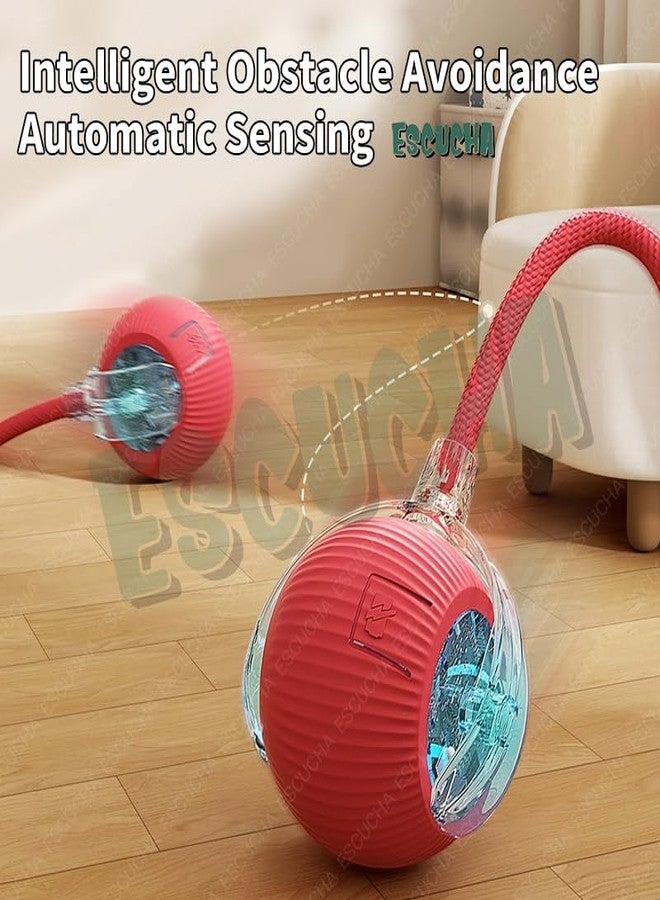ESCUCHA Interactive Cat Ball Toy with Rope Tail, Smart Rolling Ball for Indoor Cats and Dogs (Multicolor) - Image 4