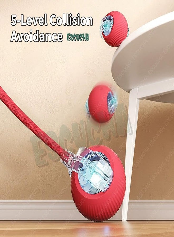 ESCUCHA Interactive Cat Ball Toy with Rope Tail, Smart Rolling Ball for Indoor Cats and Dogs (Multicolor) - Image 5