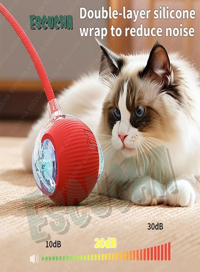 ESCUCHA Interactive Cat Ball Toy with Rope Tail, Smart Rolling Ball for Indoor Cats and Dogs (Multicolor) - Image 3