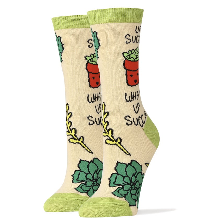 ooohyeah Women's Novelty Funny Succulents Crew Socks, Crazy Silly Plant Socks, What Up Succa, Shoe Size 5-10 - Image 5