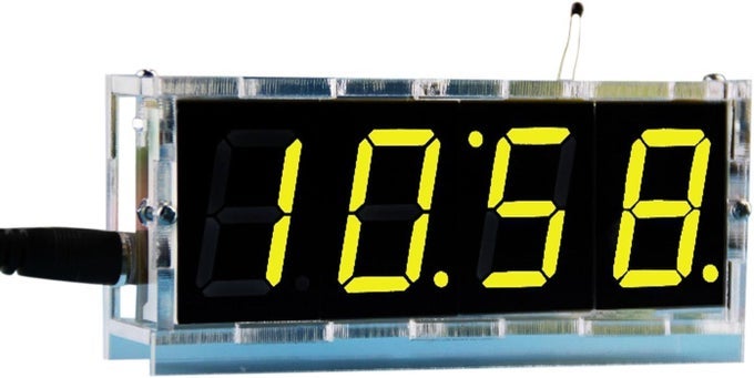 DIY DIGITAL CLOCK KIT 4 DIGIT LED ELECTRONIC CLOCK KIT LARGE SCREEN WITH TRANSPARENT CASE LED ORANGE