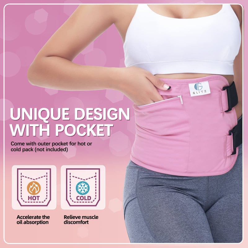 glitz Castor Oil Pack Wrap â€“ Reusable Organic Castor Oil Pack for Liver (Compress), Less Mess, Anti Leak Outer Layer, Soft Cotton (Pink) - Image 5