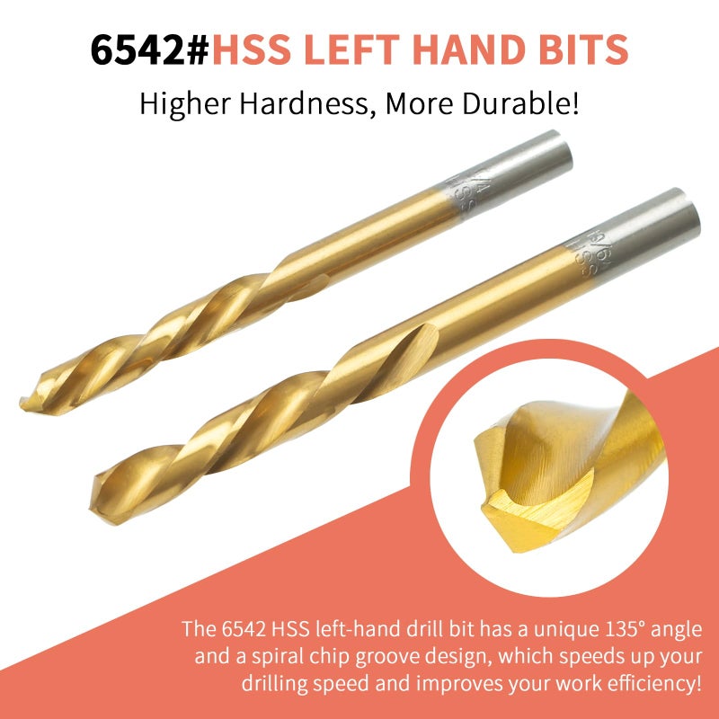 Bornpye 15 Pieces Screw Extractor Kit, 37# Cr-Mo & 6542 Hss Steel Cobalt Left Hand Drill Bits Set for Removing Broken Bolt and Rounded Nut, Ez Out Stripped Screw Set with Center Punch - Image 5