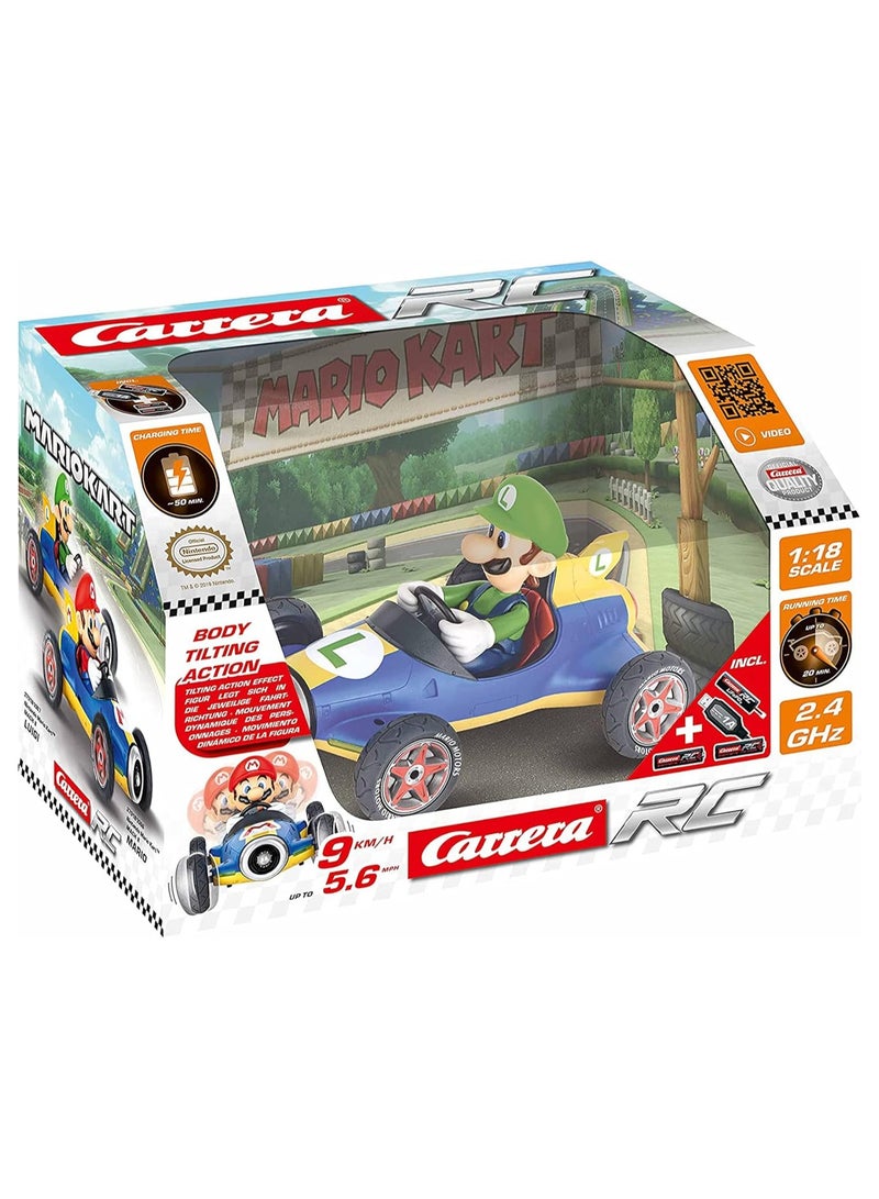 كاريرا آر سي نينتندو ماريو كارت ماخ 8 مع لويجي | سيارة تعمل بالتحكم عن بعد | متعة داخلية وخارجية | ميني آر سي ماريو كارت للأطفال والكبار | سهل الحمل - Image 1
