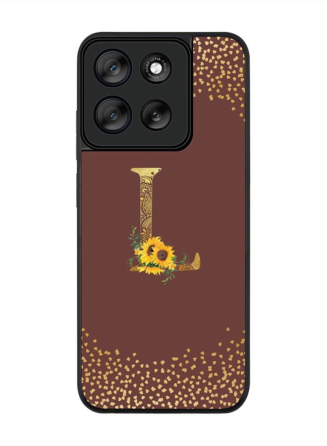 Stylizedd For Motorola Moto G56 Case,Slim fit Camera Protection, Shockproof Thin Phone cover  - Custom Floral Monogram - L  (Brown ) - Image 1