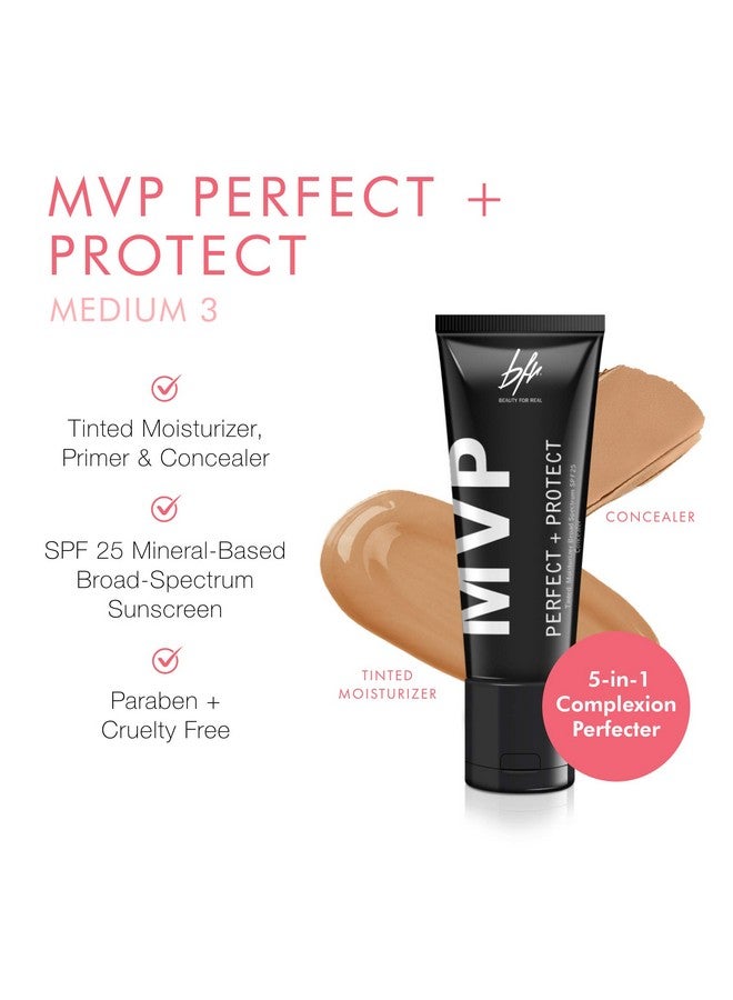 Beauty For Real Mvp Tinted Moisturizer & Concealer Medium 3 Also Acts As A Primer Spf 25 Sunscreen & Complexion Perfector Anti Aging Hydration & Coverage 1.5 Fl Oz - Image 3