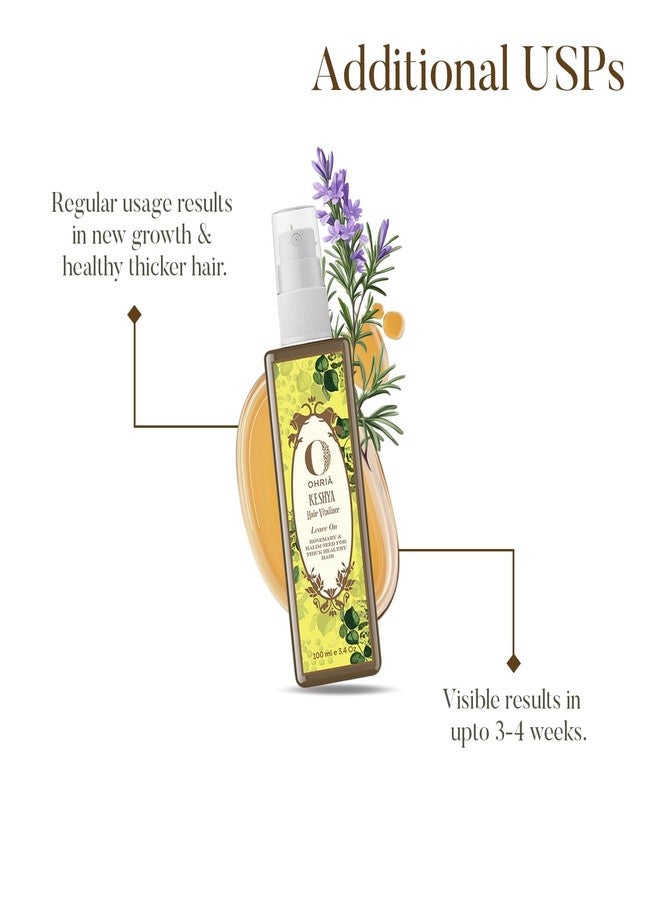 Ohria Ayurveda Rosemary Keshya Hair Vitaliser | Supports Thicker-Looking Hair & Reduces Hair Fall | With Hibiscus, Fenugreek, Halim Seeds | 100ml - Image 4