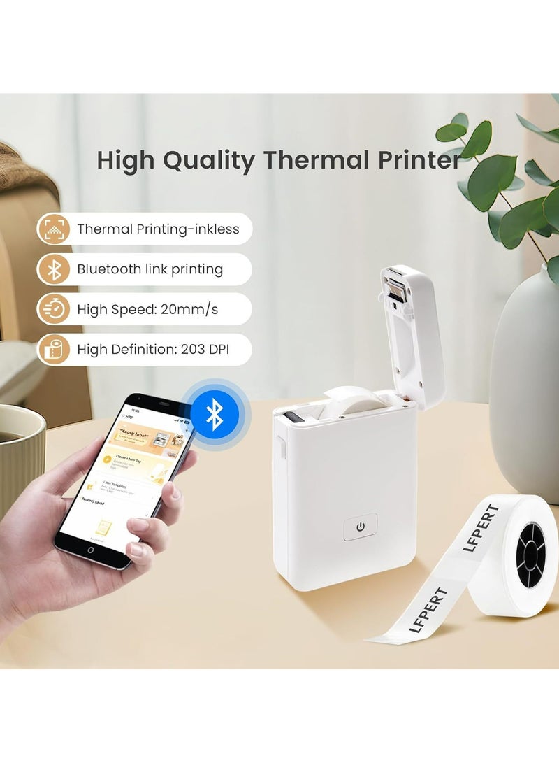 Bluetooth Mini Label Printer Portable Label maker Machine Inkless Thermal Label Maker Multiple label styles, Ideal for Office Home Organization and Small Business Supplies White - Image 3