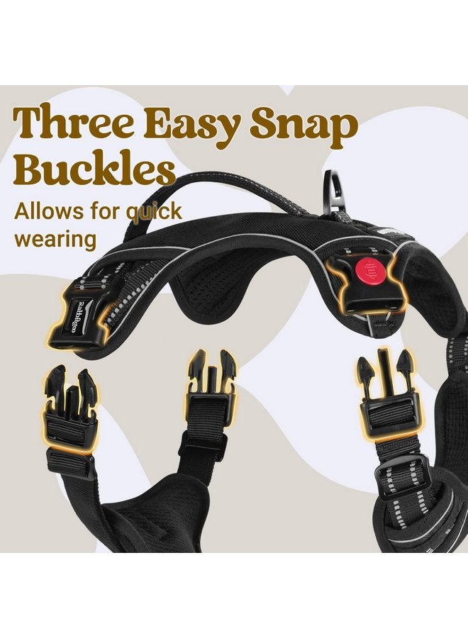رابيتجو حزام كلاب من rabbitgoo للكلاب الكبيرة، حزام للحيوانات الأليفة بدون سحب مع مقبض مبطن ناعم، سترة عاكسة قابلة للتعديل مع 3 مشابك، حزام سهل المشي مع مشبكين للمقود، أسود، مقاس كبير - Image 4