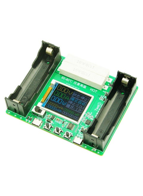 18650 Lithium Battery Capacity Tester 1.77inch Display Internal Resistance Measurement Module Type-C Interface with Battery Capacity Division and Running Cycle Function