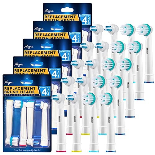 Alayna Ortho Replacement Brush Heads Compatible with Oral-B Electric Toothbrush – Power Tip Orthodontic Brush Heads for Braces & Dental Work, 20 Pack