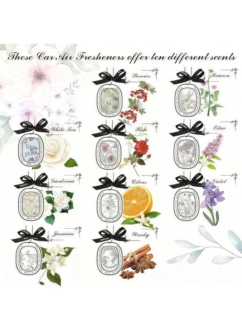 10 أكياس معطرة للسيارة - مزيل روائح يدوم طويلاً للسيارات، والخزائن، والحمامات، وغرف النوم - معطرات نباتية خالية من الكحول، مع شريط - Image 2