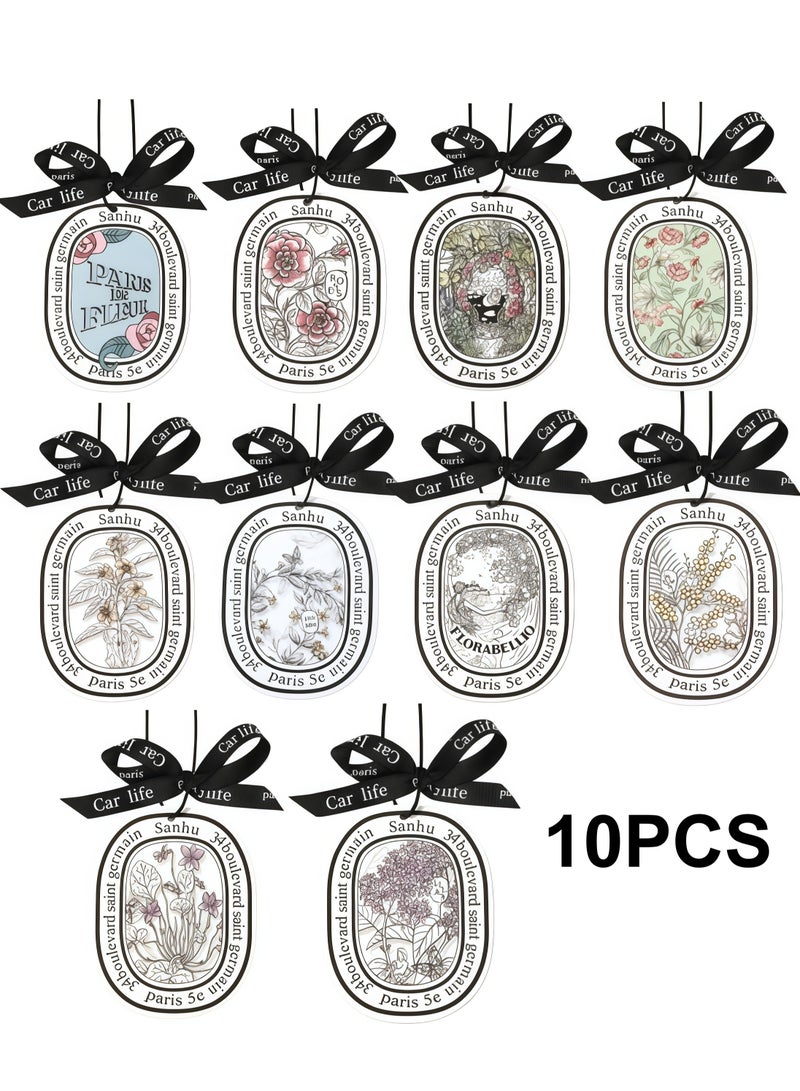 10 أكياس معطرة للسيارة - مزيل روائح يدوم طويلاً للسيارات، والخزائن، والحمامات، وغرف النوم - معطرات نباتية خالية من الكحول، مع شريط - Image 1