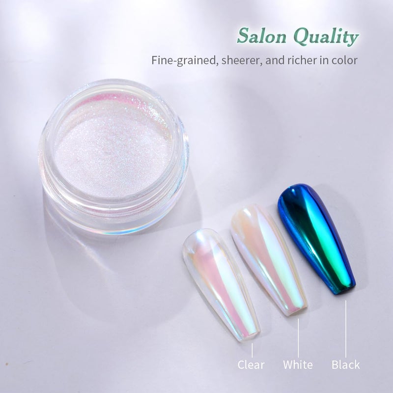 Pretty Diva Mermaid Chrome Nail Powder, Aurora Iridescent Chrome Powders for Nails Unicorn Nail Chrome Mica Powder, Nail Art Glitter Decoration for Home DIY Salon Manicure Pigment - Image 2
