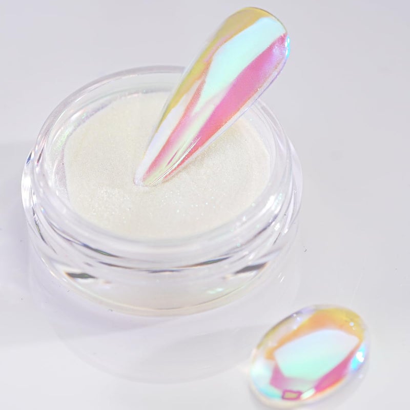 Pretty Diva Mermaid Chrome Nail Powder, Aurora Iridescent Chrome Powders for Nails Unicorn Nail Chrome Mica Powder, Nail Art Glitter Decoration for Home DIY Salon Manicure Pigment - Image 1