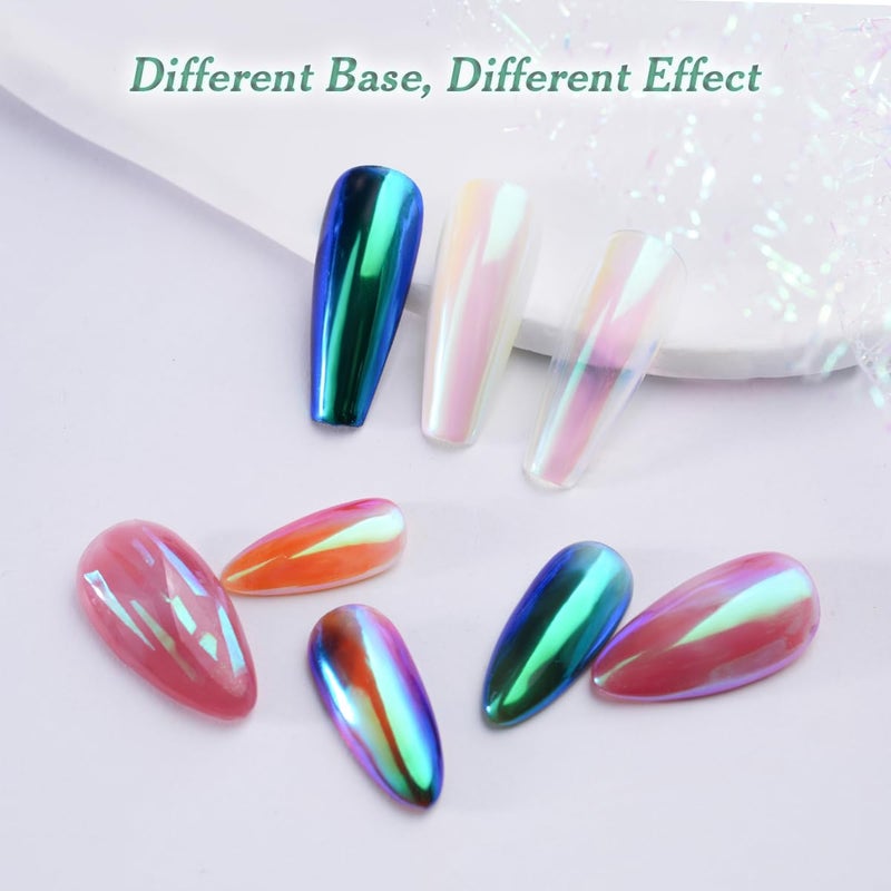 Pretty Diva Mermaid Chrome Nail Powder, Aurora Iridescent Chrome Powders for Nails Unicorn Nail Chrome Mica Powder, Nail Art Glitter Decoration for Home DIY Salon Manicure Pigment - Image 3