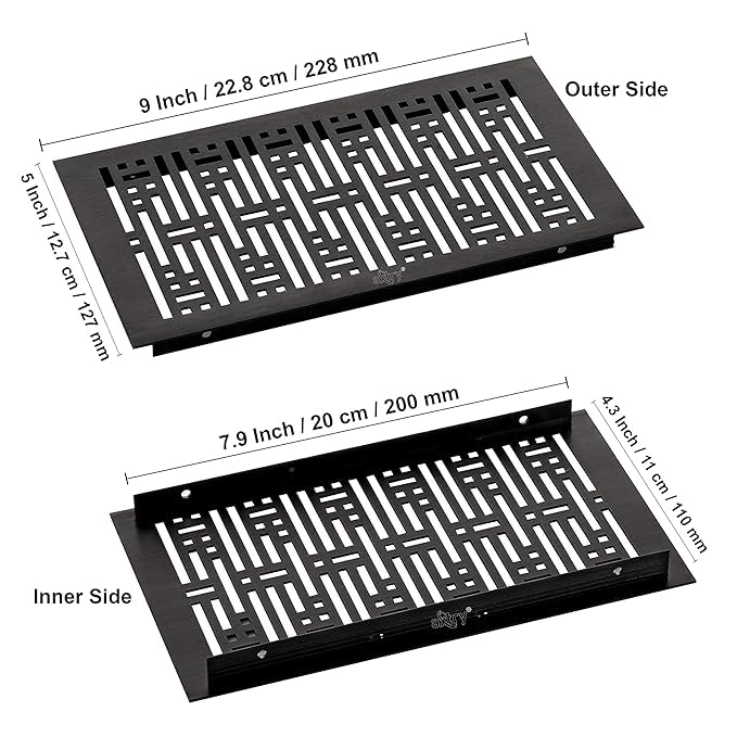 Nixnine Aluminium Ventilation Jali Kitchen Jali Ventilator Grill Black Antique 125mm X 229mm x 2mm 5x9 Inch Pack of 2 - Image 3