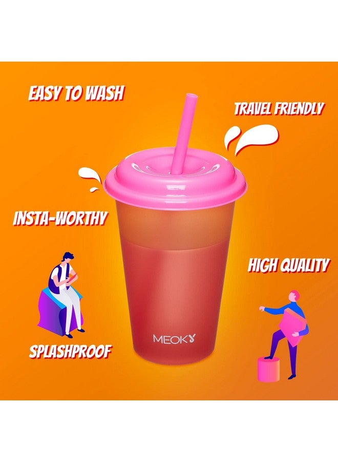 Meoky Color Changing Cups with Lids and Straws for Kids 6Pack 12oz Plastic Reusable Cold Drink Tumblers Summer Party Cups - Image 4