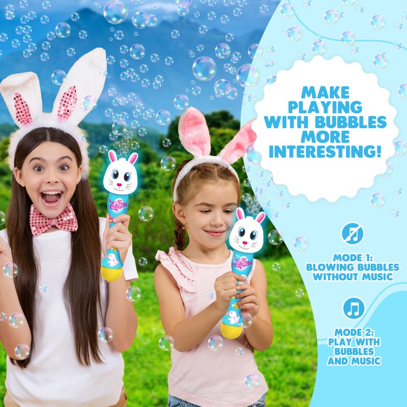 ArtCreativity Easter Bunny Bubble Wand (2 Pack), Easter Basket Stuffers for Toddler, 14" Light Up Automatic Bubble Maker with LED & Music, Bubbles for Kids, Toys for Toddlers - Image 2