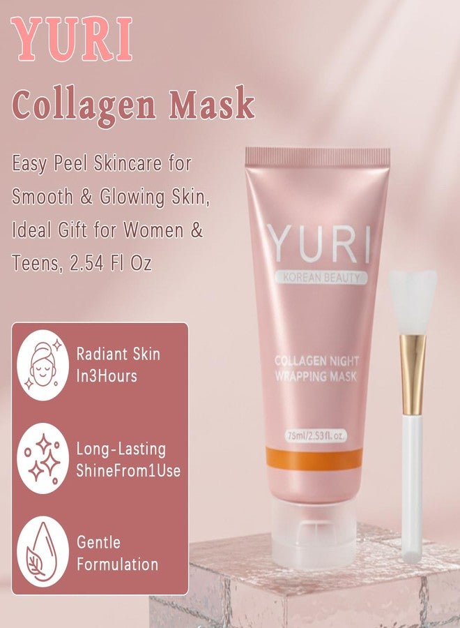 IYUWE YURI Collagen Mask, Collagen Night Wrapping Mask 1PCS, Peel Off Overnight Facial Mask, Hydrating Face Mask for Skin Care, Easy Peel Sleeping Mask for Women & Teen Girls, 2.54 fl.oz - Image 3