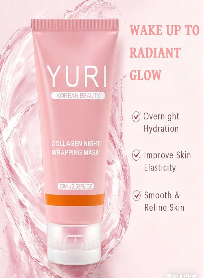 IYUWE YURI Collagen Mask, Collagen Night Wrapping Mask 1PCS, Peel Off Overnight Facial Mask, Hydrating Face Mask for Skin Care, Easy Peel Sleeping Mask for Women & Teen Girls, 2.54 fl.oz - Image 2