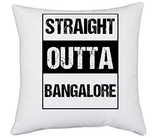 UDNAG White Polyester 'Bangalore | Straight Outta Bangalore' Pillow Cover [16 Inch X 16 Inch] - Image 5