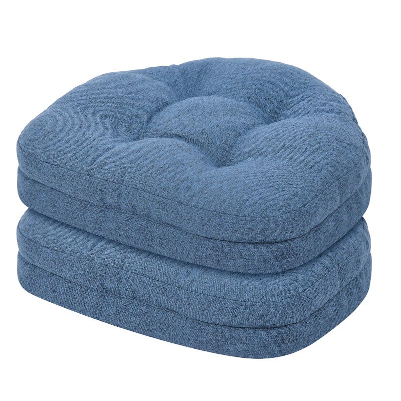 baibu Kitchen Chair Cushions Set of 2 DualLayer Patented Design Memory Foam Windsor Seat Pads Dining Chair Cushions with Ties Washable Cover 17x 155 x 35in 2 Pack Blue - Image 2