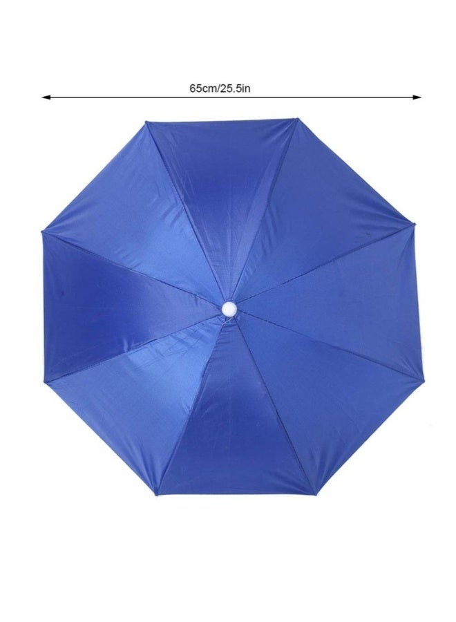 Generic SYOSI Umbrella Hat 65cm Sunscreen Windproof Hands Free Head Cap UV Protection Hats Mounted Top Folding for Fishing Beach Golf Sunshade Outdoor, Blue - Image 2