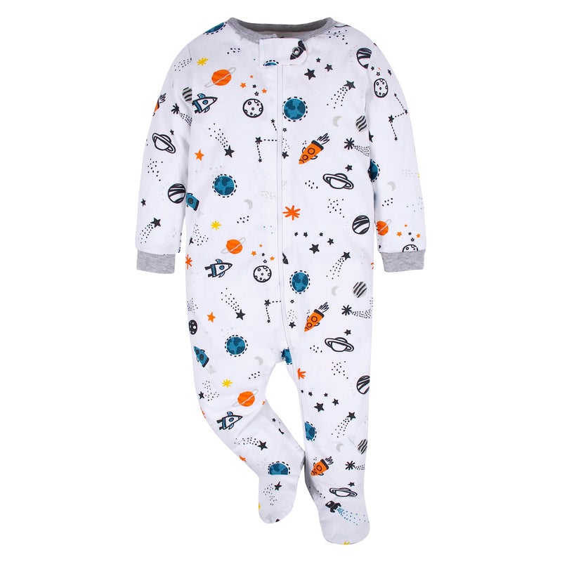 Gerber Baby Boys 4 Pack 'N Play Footie And Toddler Sleepers, Space, Newborn US - Image 3