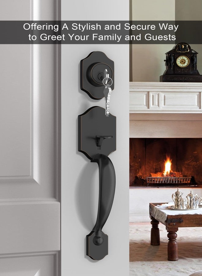 goldenwarm Front Door Lock Set, Oil-Rubbed Bronze Front Door Handle and Deadbolt Set, Exterior Door Lock Set, Front Door Handles and Locks - Image 2
