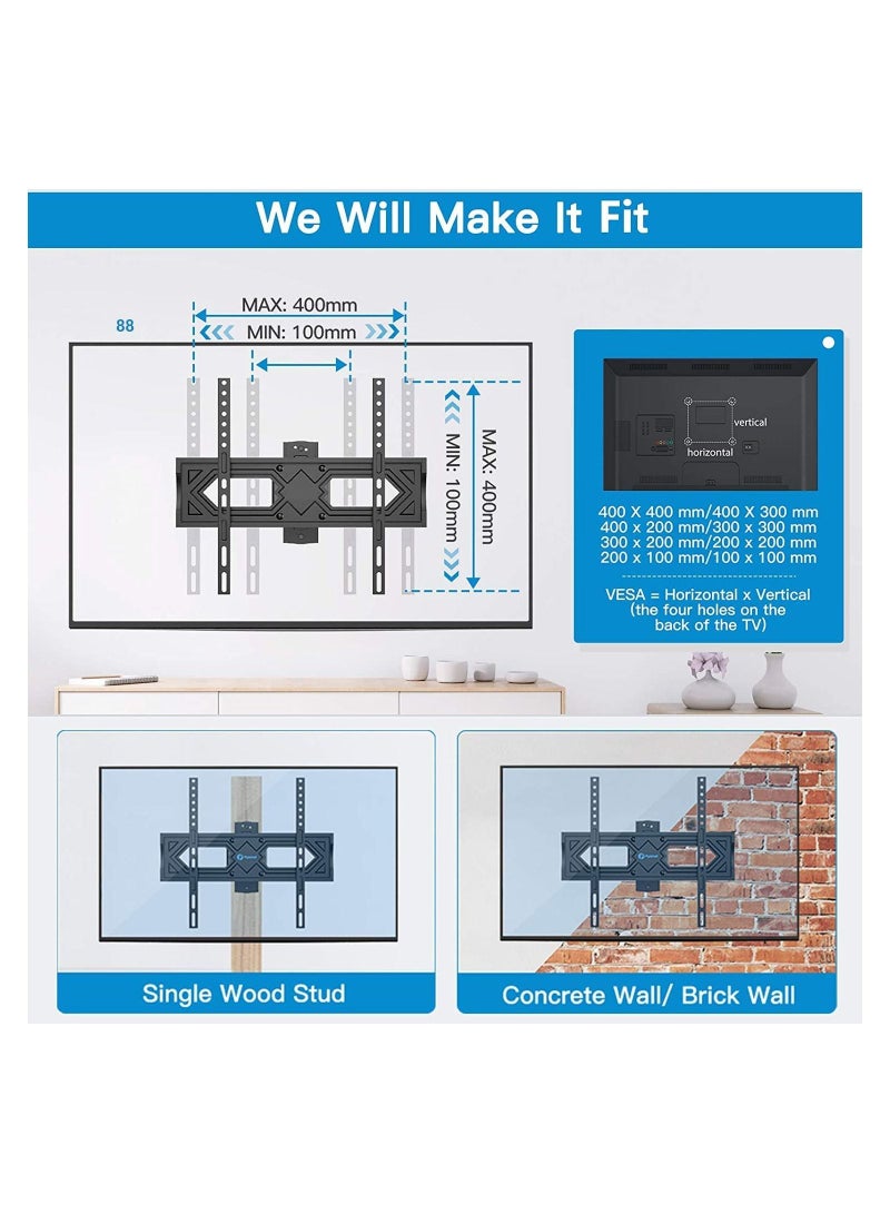 Lcd, Led Tv Wall Bracket For 26 Inch To 55 Inch Tv 180 DEGREE Rotation And 15 DEGREE + Tilt View, Swivel Articulating, Full Motion Tv Wall Mount, Black - Image 5