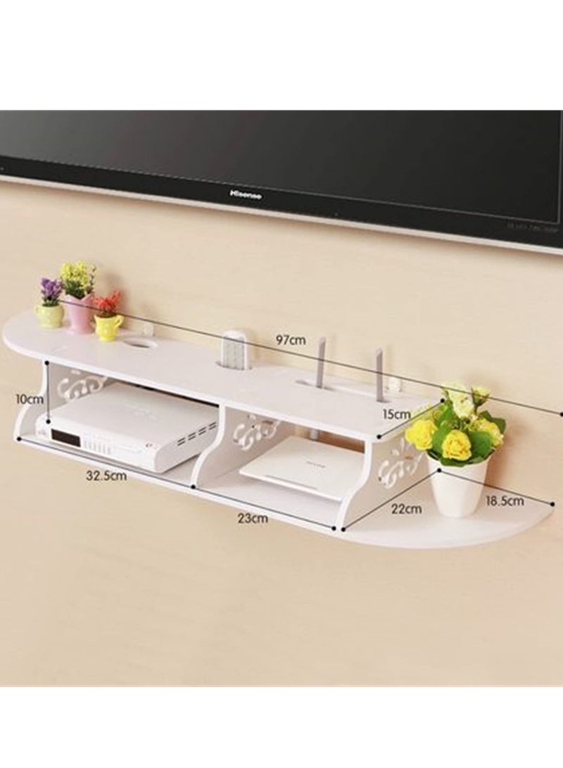 كي واي دي خزانة تلفزيون منزلية بسيطة، خزانة تلفزيون جدارية، رف جدار بنمط شبكة، رف صندوق استقبال، مناسب لعرض المجموعات. - Image 3