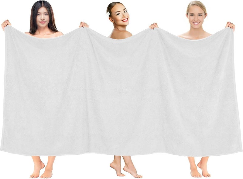 Riverside Pack of 1 Jumbo Bath Sheet 40 x 80 Inches - Extra Large Bath Towel, Super Soft & Highly Absorbent, 100% Cotton Quick Dry, Perfect to Wrap Yourself in - White - Image 2