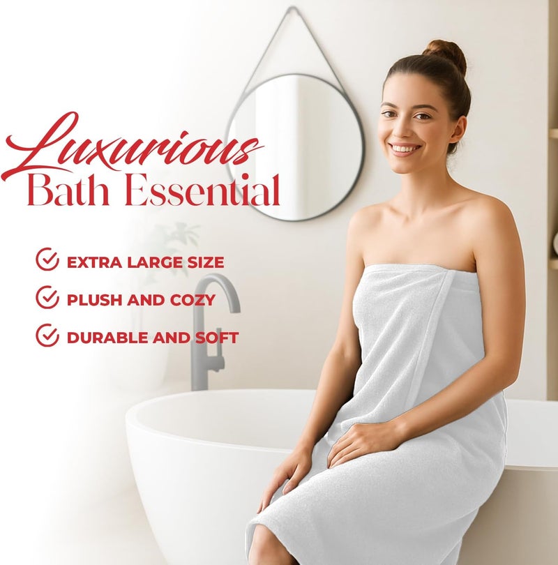 Riverside Pack of 1 Jumbo Bath Sheet 40 x 80 Inches - Extra Large Bath Towel, Super Soft & Highly Absorbent, 100% Cotton Quick Dry, Perfect to Wrap Yourself in - White - Image 4