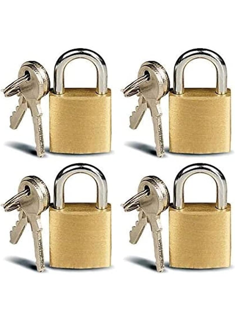 مجموعة من 4 أقفال نحاسية صغيرة للأمتعة والخزائن، أقفال نحاسية صلبة بمفاتيح متطابقة - Image 1