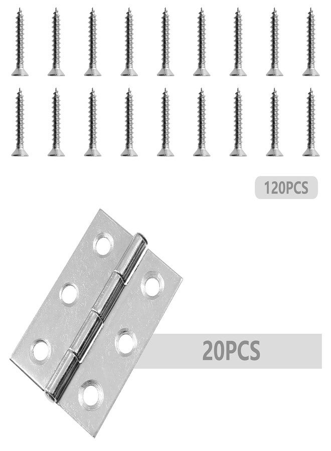 Mecion 20Pcs Folding Butt Hinges, Home Furniture Hardware Door Hinge Cabinet Gate Closet Door Hinge Stainless Steel with 120 PCS Screws - Image 3